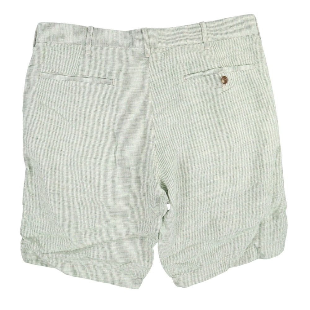 J.Crew Linen Shorts Mens 32 Green 9" Inseam Striped Summer Beach Preppy Chino - Picture 2 of 6